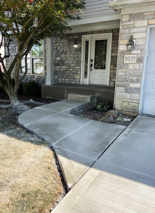Concrete sidewalks to front door in lewis center